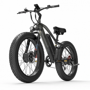 Bicicleta Electrica LANKELEISI MG740 PLUS, 2000W, Motor DUAL, Autonomie 150 KM, Viteza maxima 50 KM/H, Acumulator 48V 20AH SAMSUNG li-ion Detasabil, Tractiune 2x2, Roti FAT 26*4.0 inch, Ideala pentru Glovo/Tazz/Bolt, Negru/Albastru