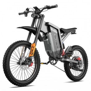 Bicicleta Electrica EKX X21 MAX, Motor 6000W,  Autonomie 90 km, Viteza maxima 85 km/h, Acumulator 60V 30AH SAMSUNG li-ion Detasabil, Off Road, Full Suspension, Gri