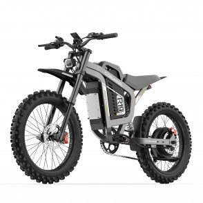 Bicicleta Electrica COSWHEEL R19 de munte, Motor 6000 W,  Autonomie 120 km, Viteza maxima 80 km/h, Acumulator 72 V 40 Ah Li-ion Detasabil, Roti 19 inch, Full Suspension, Motocross Electric, Gri, 