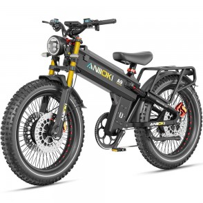 Bicicleta Electrica ANIIOKI A9 PRO MAX, 6000W, Motor DUAL, Autonomie 400 km, Viteza maxima 75 km/h, Acumulator 60V 80AH semi-solid-state cu 3000 cicluri Detasabil, Roti FAT 26*4.8 inch, Full Suspension, Gri/Negru/Albastru/Verde/Alb