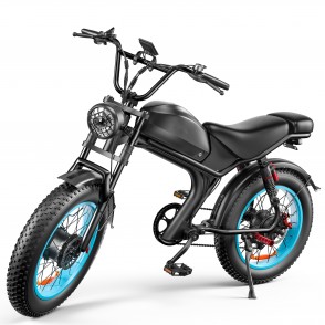 Bicicleta Electrica EMOKO C93 de munte, 2000W, Motor DUAL, Autonomie 100 km, Viteza maxima 55 km/h, Acumulator 48V 23AH li-ion Detasabil, Roti FAT 20*4.0 inch, Full Suspension, Negru/Albastru/Verde