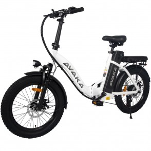 Bicicleta Electrica AVAKA BZ20 PLUS, Motor 500W, Autonomie 100 KM, Viteza maxima 32 KM/H, Acumulator 48V 15AH li-ion Detasabil, Pliabila, Roti FAT 20*3.0 inch, Step-Through, Ideala pentru Glovo/Tazz/Bolt, Negru/Alb