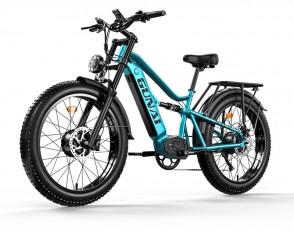 Bicicleta Electrica GUNAI-M2, 1500W,  Motor DUAL, Autonomie 55 km, Viteza maxima 60 km/h, Acumulator 48V 17.5AH li-ion Detasabil, Full Suspension, Tractiune 2x2, Roti 4.0 inch FAT, Verde