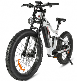 Bicicleta Electrica SAMEBIKE RS-A08-II, Motor 1200W, Autonomie 130 km, Viteza maxima 45 km/h, Acumulator SAMSUNG 48V 17AH li-ion Detasabil, Roti FAT 26*4.0 inch, Full Suspension, Negru/Gri