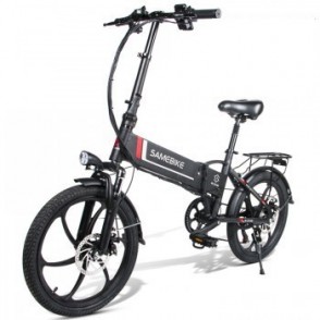 Bicicleta Electrica SAMEBIKE 20LVXD30 Pliabila, Motor 350W, Autonomie 60 km, Viteza maxima 35 km/h, Acumulator li-ion 48V 10.4AH Detasabil, Negru/Alb