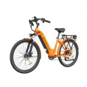 Bicicleta Electrica AVAKA K200, Motor 350W, Autonomie 80 KM, Viteza Maxima 35 KM/H, Acumulator 48V 12AH li-ion Detasabil, Roti 26 inch, Step-Through, Ideala pentru Glovo/Tazz/Bolt, Portocaliu/Alb