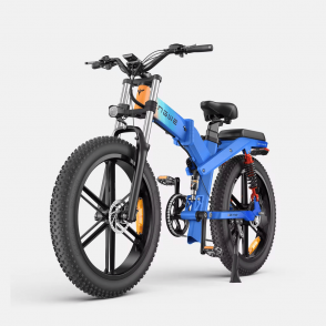 Bicicleta Electrica ENGWE X26, Motor 1200W, Autonomie 150 km, Viteza maxima 50 km/h, Acumulator 48V 29.2AH li-ion Detasabil, Roti FAT 26*4.0 inch din Aliaj, Pliabila, Full Suspension, Ideala pentru Glovo/Tazz/Bolt, Gri/Negru/Albastru Editie Limitata 