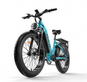 Bicicleta Electrica GUNAI-V, Motor 1000W, Autonomie 80 km, Viteza maxima 50 km/h, Acumulator 48V 21AH li-ion Detasabil, Roti 26*4.0 inch, Step-Through, Verde