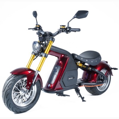 Scuter Electric MANGOSTEEN M8S Knight, Motor 4000W, Autonomie 90 km, Viteza maxima 80 km/h, Acumulator Li-ion 72 V 35 Ah SAMSUNG Detasabil, Stil Chopper, Negru/Rosu