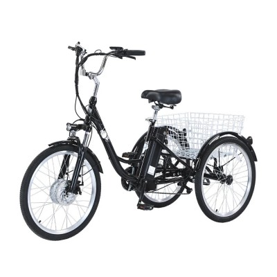 Tricicleta Electrica GOGOBEST GF100 de munte, 350 W, Motor Fata, Autonomie 100 km, Viteza maxima 32 KM/H, Acumulator 36 V 22.5 Ah Li-ion Detasabil, Roti 24 inch, Negru