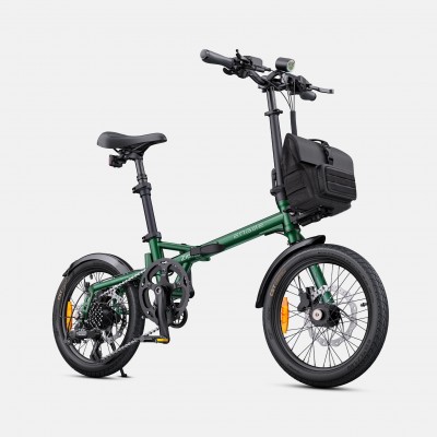 Bicicleta Electrica ENGWE ZIP, Motor 250 W, Autonomie 120 km, Viteza maxima 25 km/h, Acumulator 36 V 10 Ah Li-ion Detasabil, Roti 16 inch, Pliabila, Verde/Gri