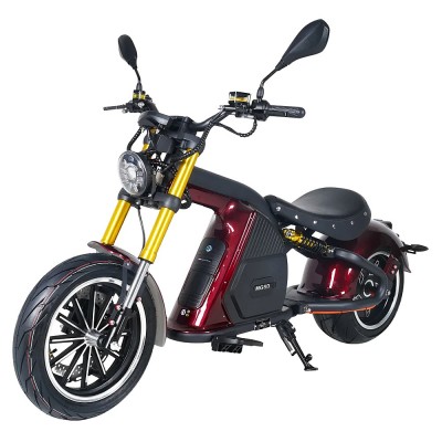 Scuter Electric MANGOSTEEN M8S Knight, Motor 4000W, Autonomie 90 km, Viteza maxima 80 km/h, Acumulator Li-ion 72 V 35 Ah SAMSUNG Detasabil, Stil Chopper, Rosu/Verde