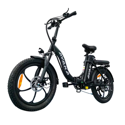 Bicicleta Electrica AVAKA BZ20 PLUS, Motor 500W, Autonomie 100 KM, Viteza maxima 32 KM/H, Acumulator 48V 15AH li-ion Detasabil, Pliabila, Roti FAT din Aliaj 20*3.0 inch, Step-Through, Ideala pentru Glovo/Tazz/Bolt, Negru/Alb