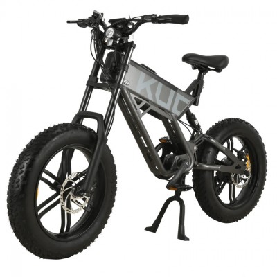 Bicicleta Electrica KUGOO T01, Motor 750W, Autonomie 65 KM, Viteza maxima 38 KM/H, Acumulator 48V 13AH li-ion Detasabil, Roti FAT 20*4.0 inch, Full Suspension, Negru/Alb/Gri
