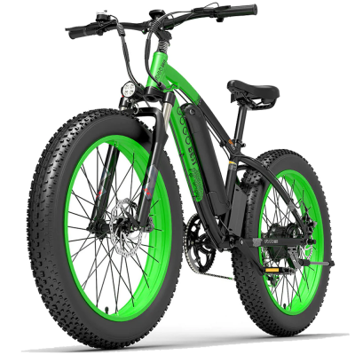 Bicicleta Electrica GOGOBEST GF600, Motor 1000W, Autonomie 110 KM, Viteza maxima 40 KM/H, Acumulator 48V 13AH li-ion Detasabil, Roti FAT 26*4.0 inch, Ideala pentru Glovo/Tazz/Bolt, Verde/Negru/Galben