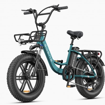 Bicicleta Electrica ENGWE L20 Boost, Motor 500W, Autonomie 126 km, Viteza maxima 45 km/h, Acumulator 13AH li-ion Detasabil, Roti FAT 20*4.0 inch din Aliaj, Step-Through, Ideala pentru Glovo/Tazz/Bolt, Verde marin
