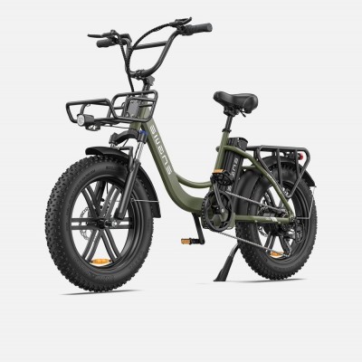 Bicicleta Electrica ENGWE L20, Motor 250W, Autonomie 140 km, Viteza maxima asistata 25 km/h, Acumulator 13AH li-ion Detasabil, Roti FAT 20*4.0 inch din Aliaj, Step-Through, Ideala pentru Glovo/Tazz/Bolt, Verde/Negru/Roz/Alb