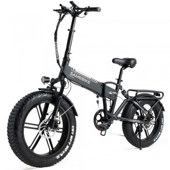 Bicicleta Electrica SAMEBIKE - XWXLO9 FAT Pliabila, Motor 500 W, Autonomie 40 km, Viteza maxima 32 km/h, Baterie li-ion 48 V 10 AH Detasabila, Gri/Negru