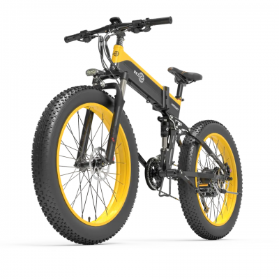 Bicicleta Electrica BEZIOR X1500, Motor 1500W, Autonomie 100 KM, Viteza maxima 40 KM/H, Acumulator 48V 12.8AH li-ion Detasabil, Pliabila, Roti FAT 26*4.0 inch, Full Suspension, Ideala pentru Glovo/Tazz/Bolt, Verde/Galben