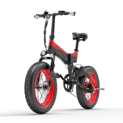 Bicicleta Electrica BEZIOR XF200, Motor 1000W, Autonomie 130 KM, Viteza maxima 40 KM/H, Acumulator 48V 15AH li-ion Detasabil, Pliabila, Roti FAT 20*4.0 inch, Full Suspension, Ideala pentru Glovo/Tazz/Bolt, Albastru/Rosu/Gri/Galben