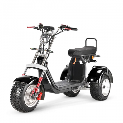 Scuter Electric SHANSU CP-7 Flexibil cu 3 roti, 4000W, Motor DUAL, Autonomie 140 km, Viteza maxima 60 km/h, Acumulator li-ion 60V 55AH Detasabil, Pentru Doua Persoane, Stil Harley, Negru/Rosu