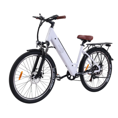 Bicicleta Electrica BEZIOR M3, Motor 500W, Autonomie 60 KM, Viteza Maxima 32 KM/H, Acumulator 48V 10.4AH li-ion Detasabil, Roti 26 inch, Ideala pentru Glovo/Tazz/Bolt, Alb/Negru